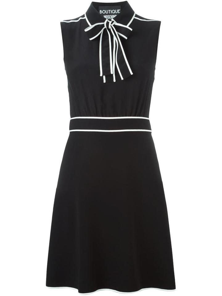 Boutique Moschino Bow Detail Sleeveless Dress, Women's, Size: 44, Black, Polyester/triacetate/silk