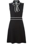 Boutique Moschino Bow Detail Sleeveless Dress, Women's, Size: 44, Black, Polyester/triacetate/silk