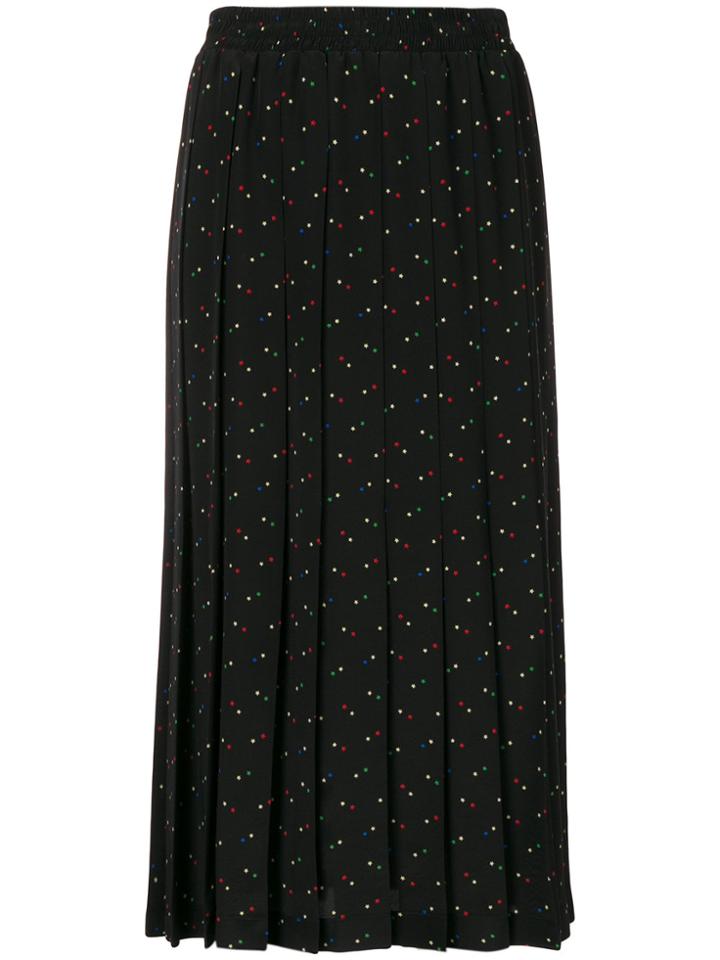 Miu Miu Pleated Star-print Skirt - Black