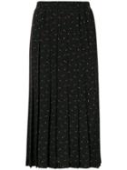 Miu Miu Pleated Star-print Skirt - Black