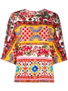 Dolce & Gabbana Mambo Print Top, Women's, Size: 44, Silk/spandex/elastane