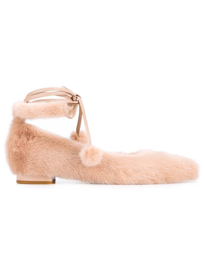 Natasha Zinko Lace-up Ballerina Flats - Nude & Neutrals
