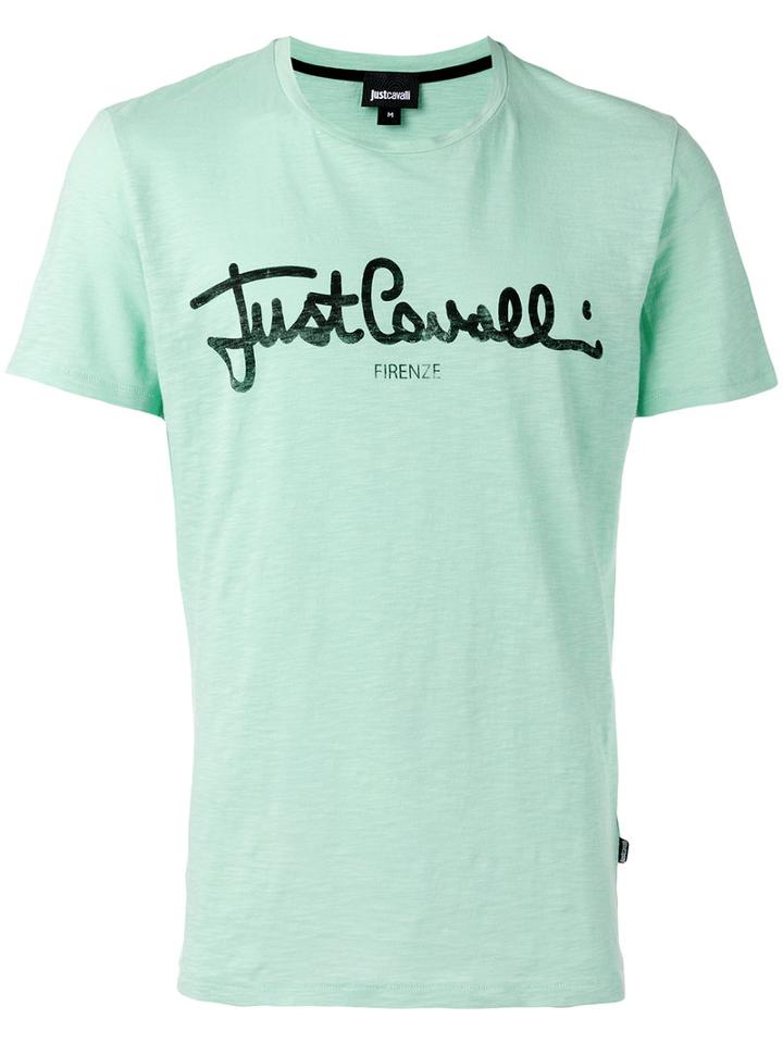 Just Cavalli Logo T-shirt, Men's, Size: Small, Green, Cotton