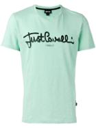 Just Cavalli Logo T-shirt, Men's, Size: Small, Green, Cotton