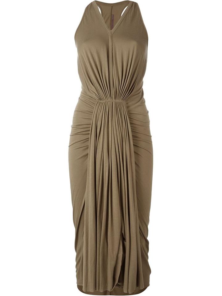 Rick Owens Lilies Sleeveless Draped Dress, Women's, Size: 44, Nude/neutrals, Cotton/polyamide/viscose