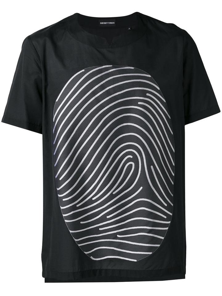 Emporio Armani Digital Print T-shirt, Men's, Size: Medium, Black, Polyester/cotton/viscose/cotton
