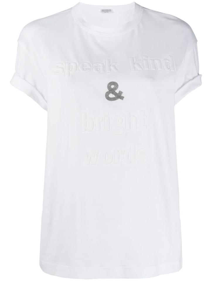 Brunello Cucinelli Speak Kind Words T-shirt - White