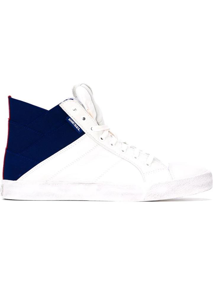 Diesel Hi-top Sneakers, Men's, Size: 44, Blue, Leather/cotton/rubber