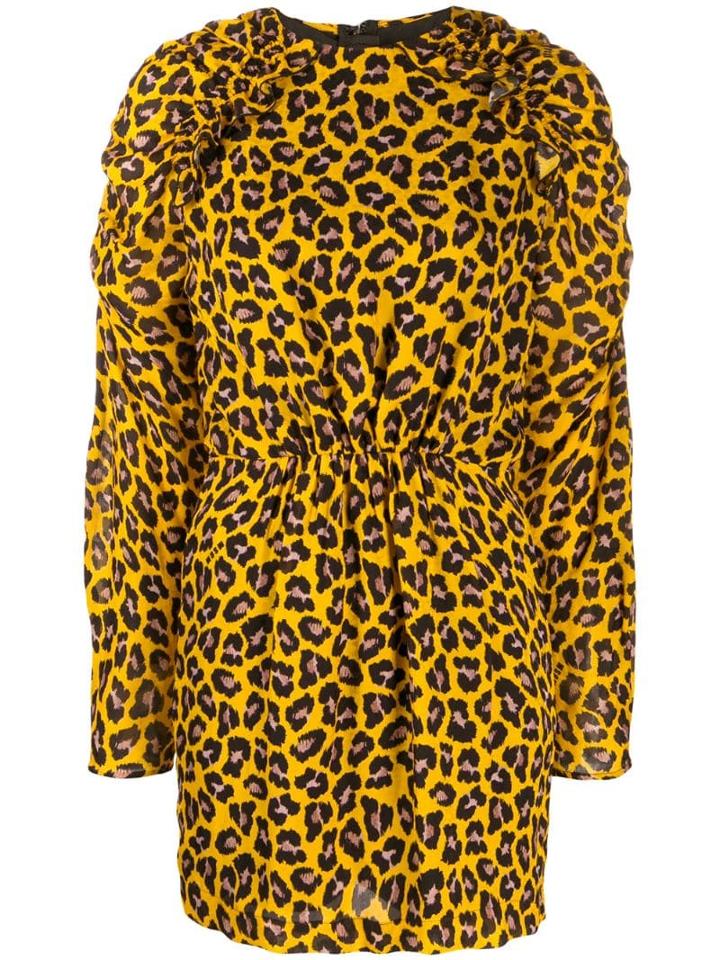 Msgm Animal Print Mini Dress - Yellow