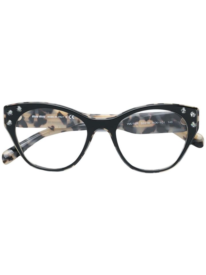 Miu Miu Eyewear Crystal Embellished Glasses - Black
