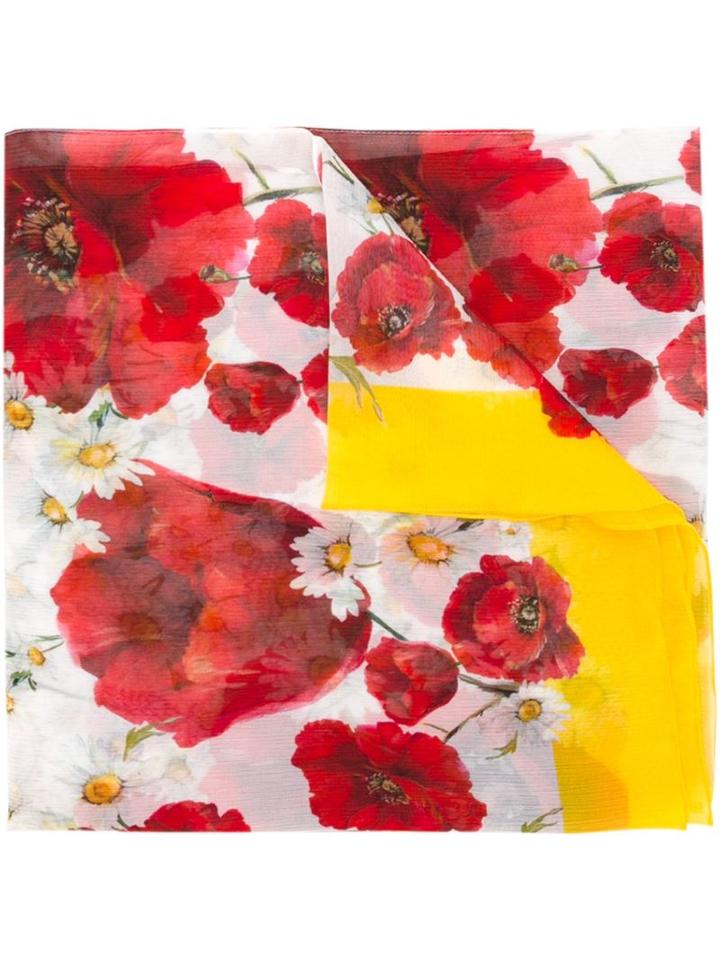 Dolce & Gabbana Floral Print Scarf, Women's, White, Silk
