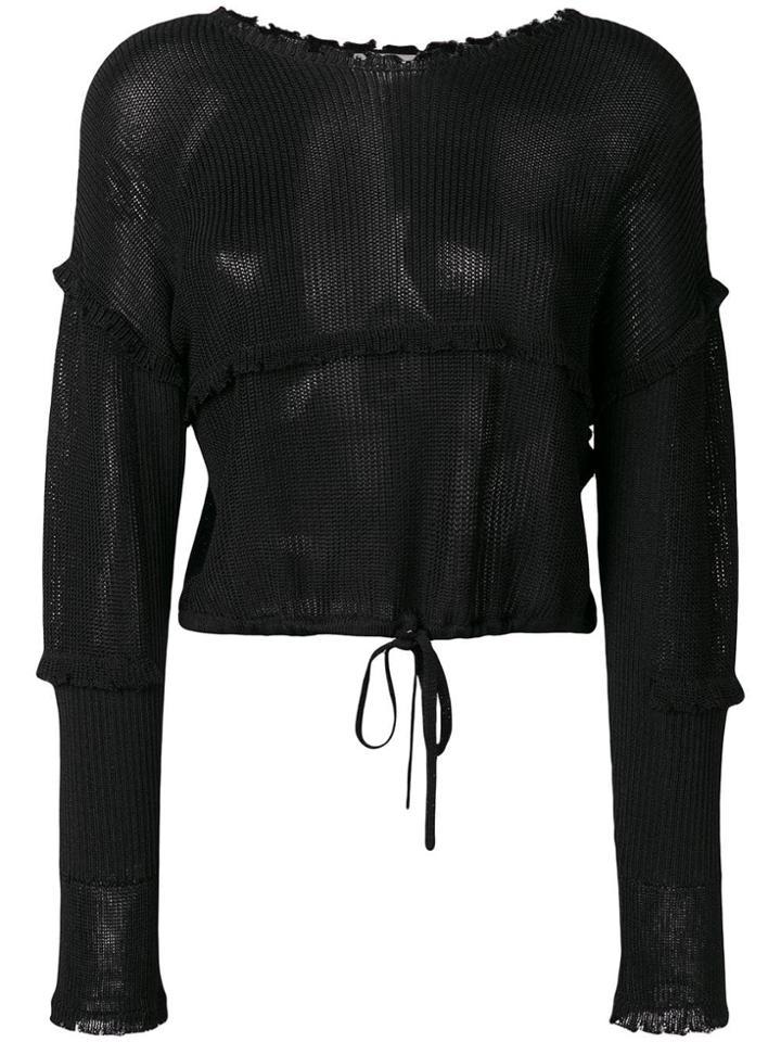 3.1 Phillip Lim Knitted Fringed Cropped Top - Black