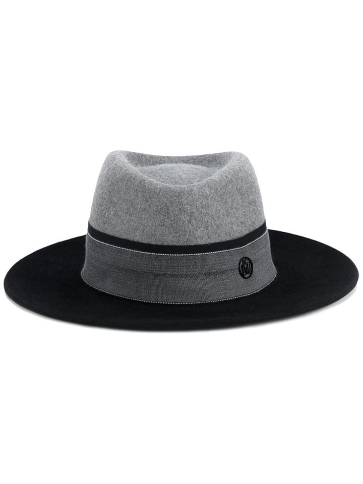 Maison Michel 'thadee' Bicolour Fedora - Blue