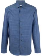 Armani Collezioni Houndstooth Pattern Shirt, Men's, Size: Xl, Blue, Cotton