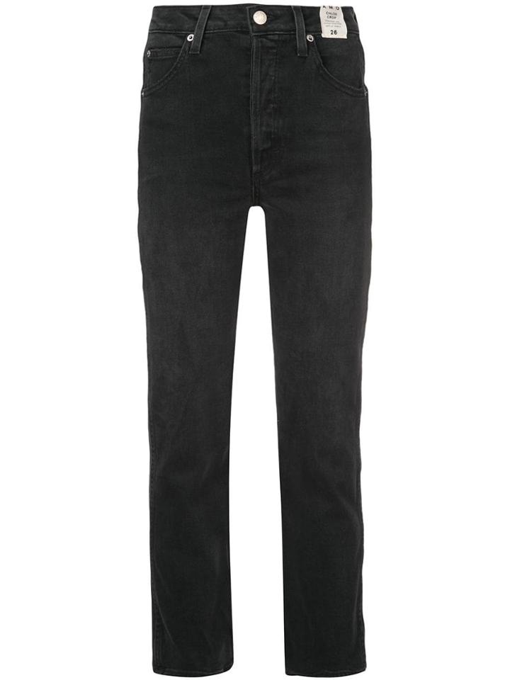 Amo Chloe Crop Piping Jeans - Black