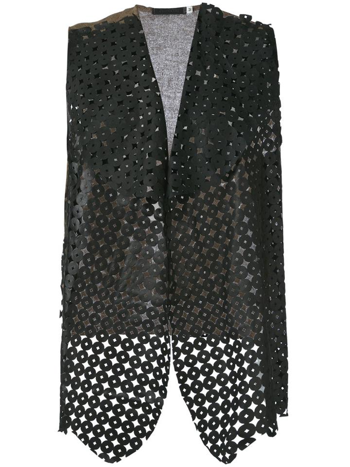 Cutuli Cult - Embroidered Gilet - Women - Linen/flax/leather/viscose - M, Brown, Linen/flax/leather/viscose