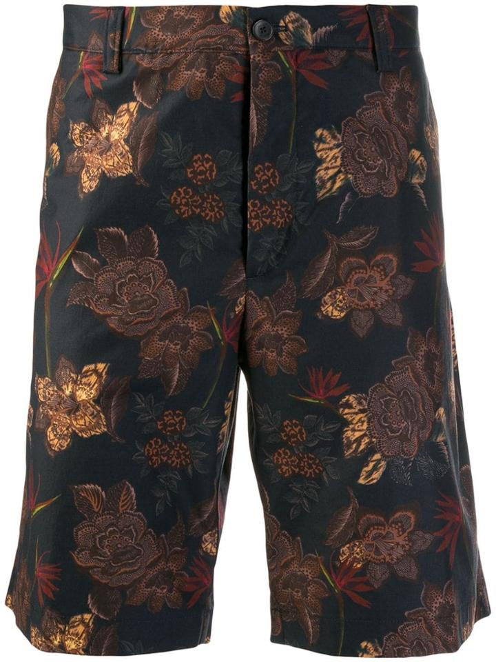Etro Floral Embroidered Shorts - Blue