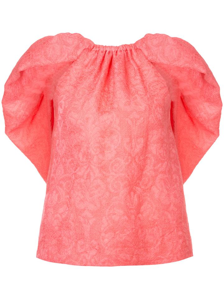 Rosie Assoulin Gathered Cape Blouse - Pink & Purple