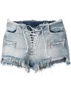 Unravel Project Lace-up Denim Shorts - Blue
