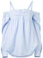 No21 Off-shoulder Cuffed Blouse, Women's, Size: 42, Blue, Cotton