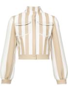 Fendi - Striped Jacket - Women - Cotton/polyimide - 40, Nude/neutrals, Cotton/polyimide
