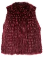Yves Salomon Marmot Fur Sleeveless Jacket - Red