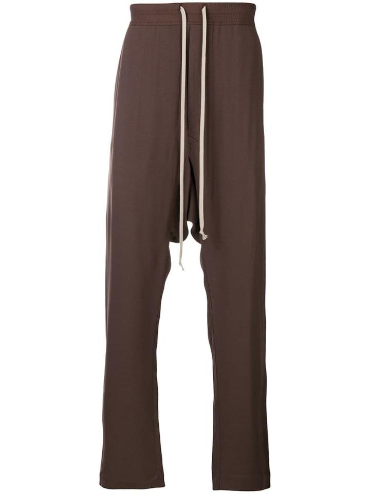 Rick Owens Dropped Crotch Track Pants - Brown
