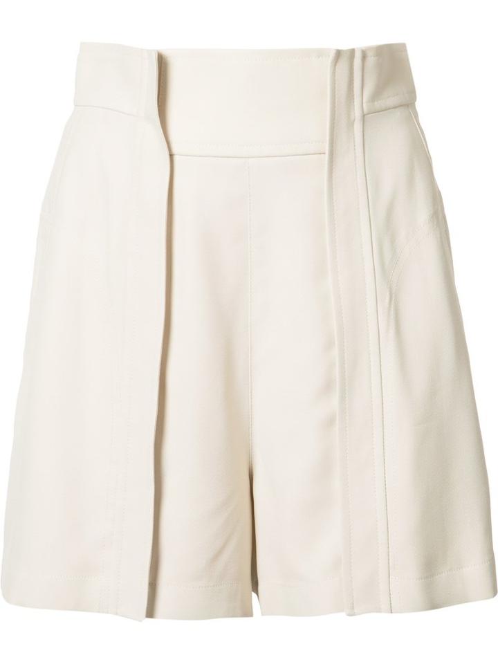 Chloé Pleat Detail Shorts, Women's, Size: 34, Nude/neutrals, Acetate/viscose