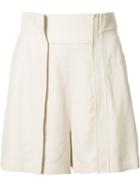 Chloé Pleat Detail Shorts, Women's, Size: 34, Nude/neutrals, Acetate/viscose
