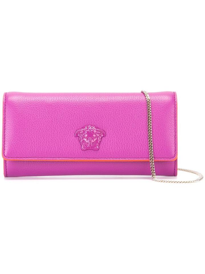 Versace Mini Medusa Head Foldover Clutch, Women's, Pink/purple, Leather