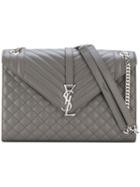 Saint Laurent - Monogram Envelope Bag - Women - Calf Leather - One Size, Grey, Calf Leather