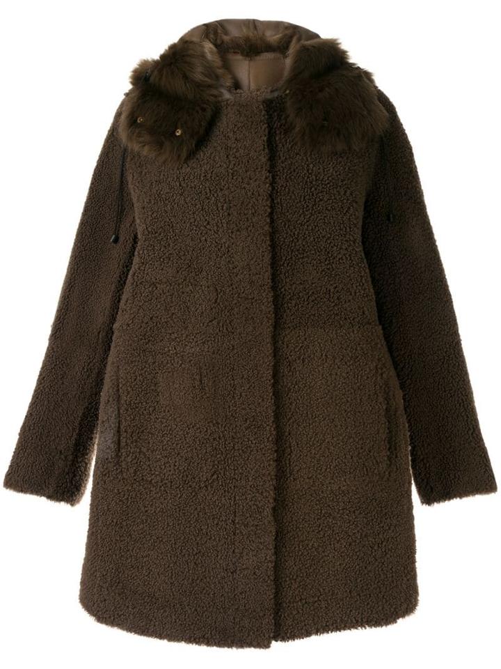 Yves Salomon Shearling Button Coat - Brown