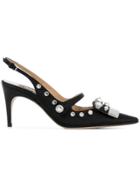 Sergio Rossi Crystal Embellished Slingback Pumps - Black