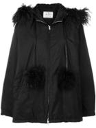 Prada Pom Pom Detail Coat - Black