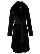 Yves Salomon Belted Fur Coat - Black