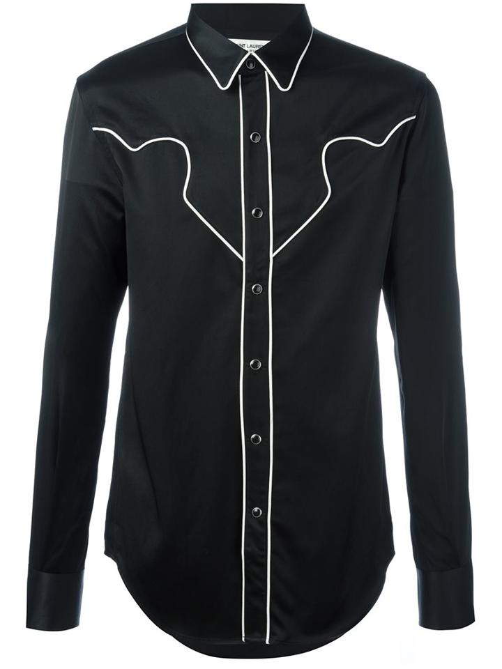 Saint Laurent Western 'rock' Shirt, Men's, Size: Small, Black, Cotton/viscose
