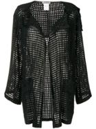 Issey Miyake Vintage Pleated Lattice Cardigan - Black