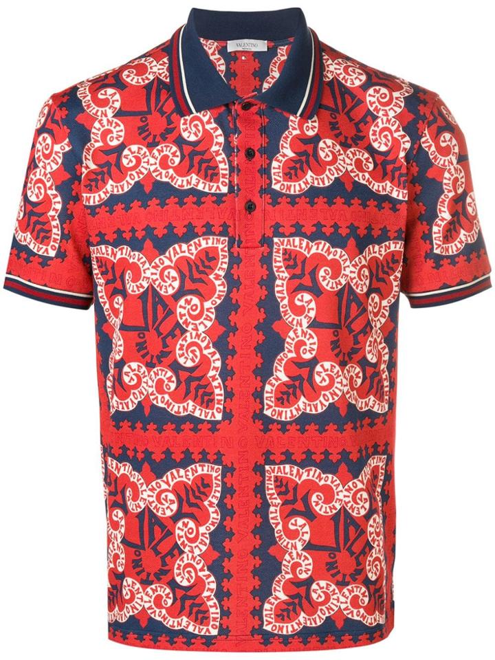 Valentino Scarf Print Polo Shirt - Blue