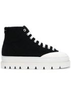 Mm6 Maison Margiela Platform Sole Mid Sneakers - Black