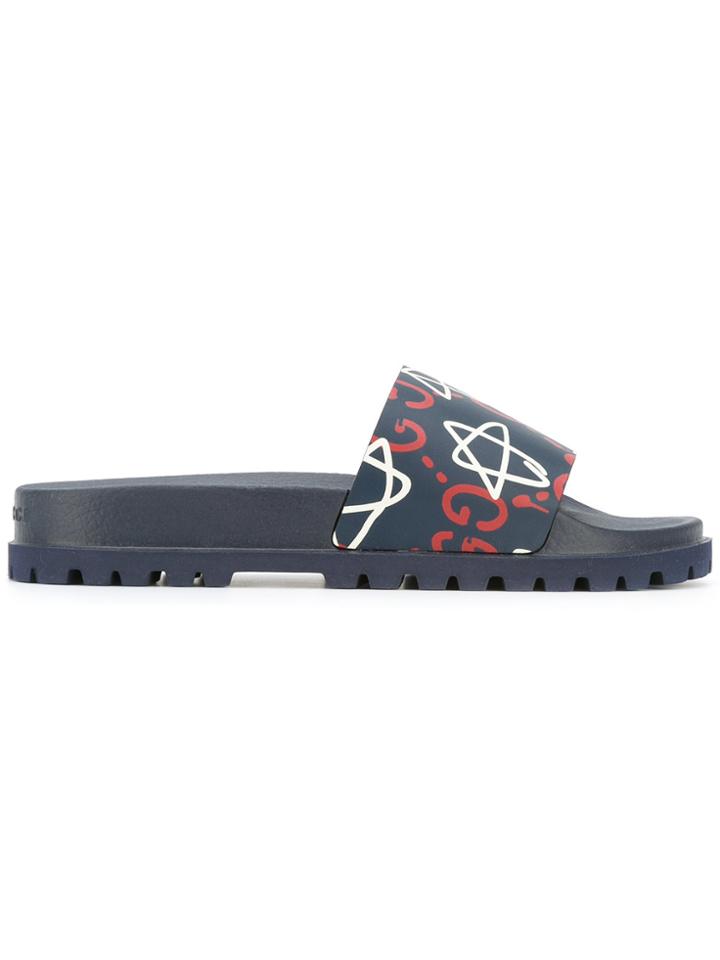 Gucci Ghost Pool Slides - Blue