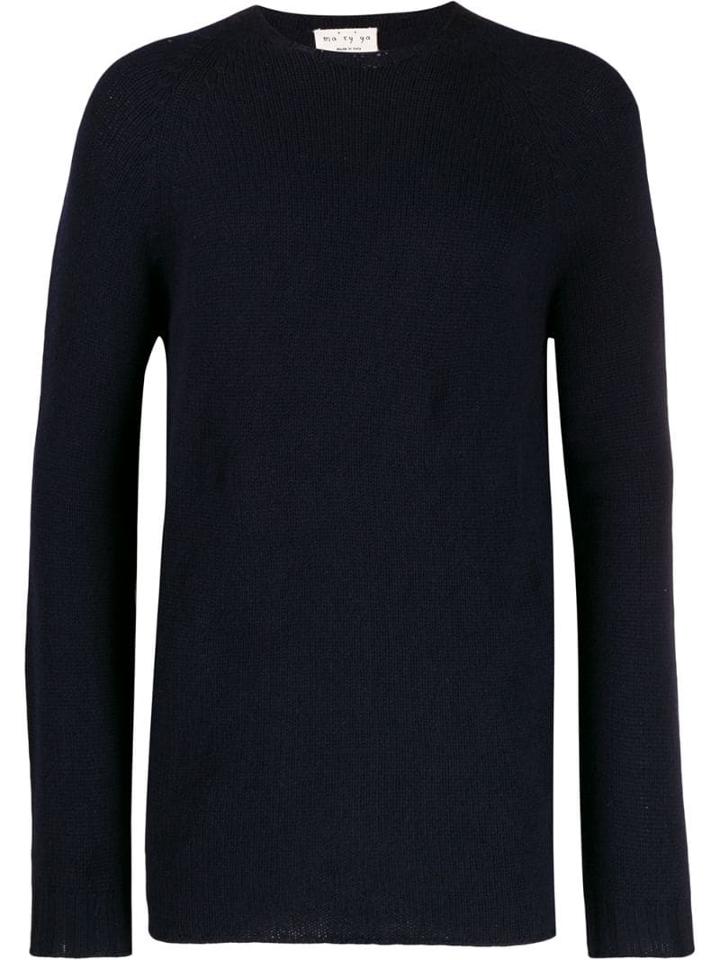 Ma'ry'ya Ribbed Knit Detail Sweater - Blue