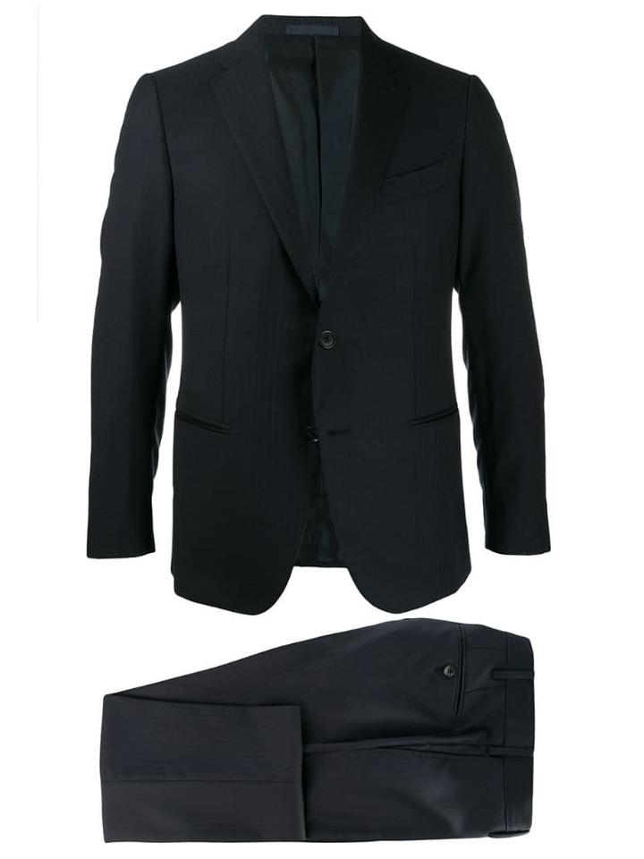 Caruso Pinstripe Two-piece Suit - Blue