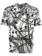 Love Moschino Rollercoaster Print T-shirt, Men's, Size: Large, White, Cotton