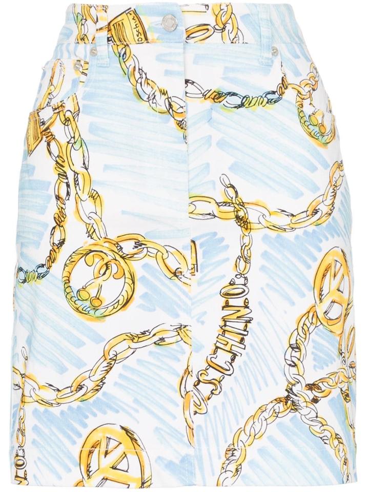 Moschino High-waisted Charm Print Mini Skirt - White