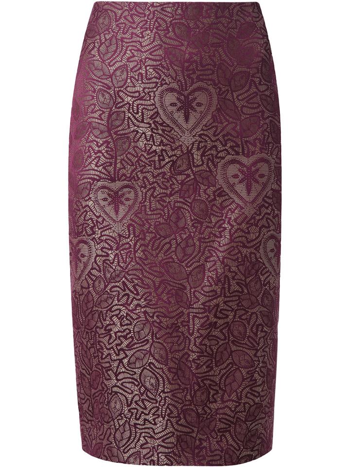 Martha Medeiros - Jacquard Judith Pencil Skirt - Women - Cotton/acetate - 42, Red, Cotton/acetate