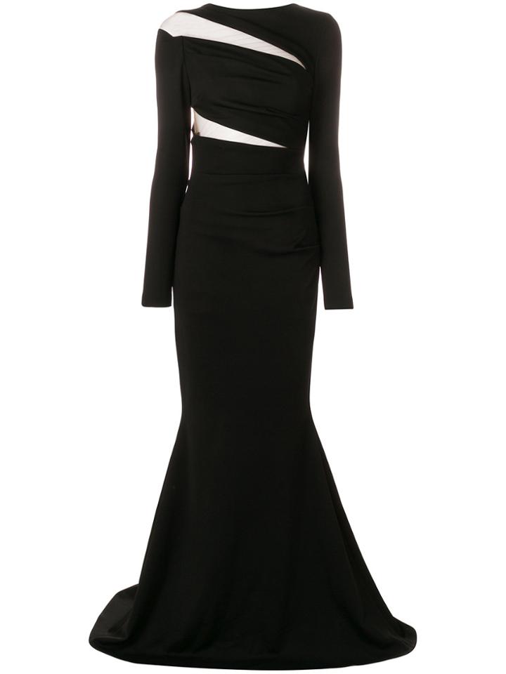 Talbot Runhof Sheer Panel Gown - Black