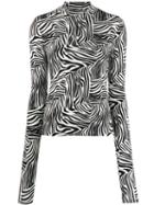 Andamane Zebra Print Turtleneck Sweatshirt - White