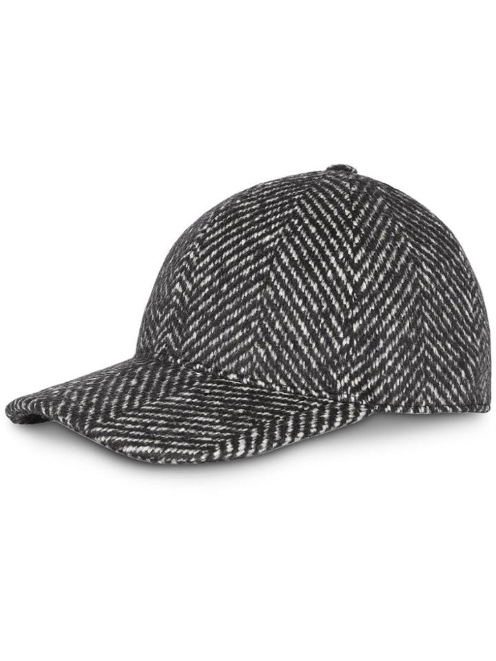 Burberry Herringbone Wool Silk Blend Baseball Cap - Black