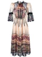 Etro Panelled Bell Sleeve Dress, Women's, Size: 46, Black, Silk/polyester/viscose/silk