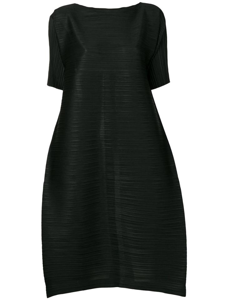 Pleats Please By Issey Miyake Structured Boat Neck Cocktail Dress -